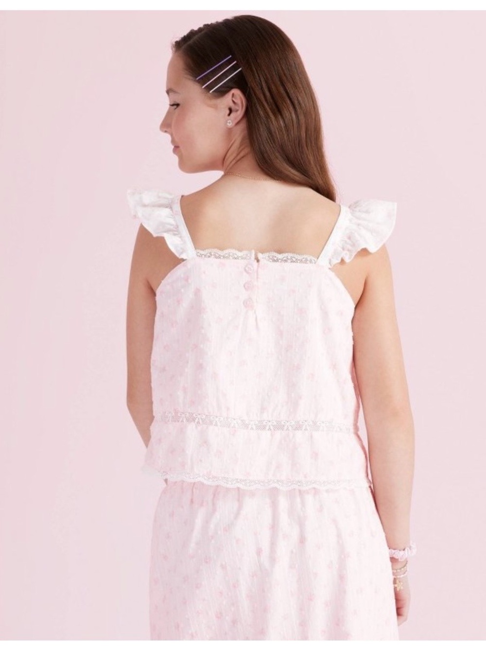 LoveShackFancy Light Pink Ruffle Tank Top - Picture 2 of 5
